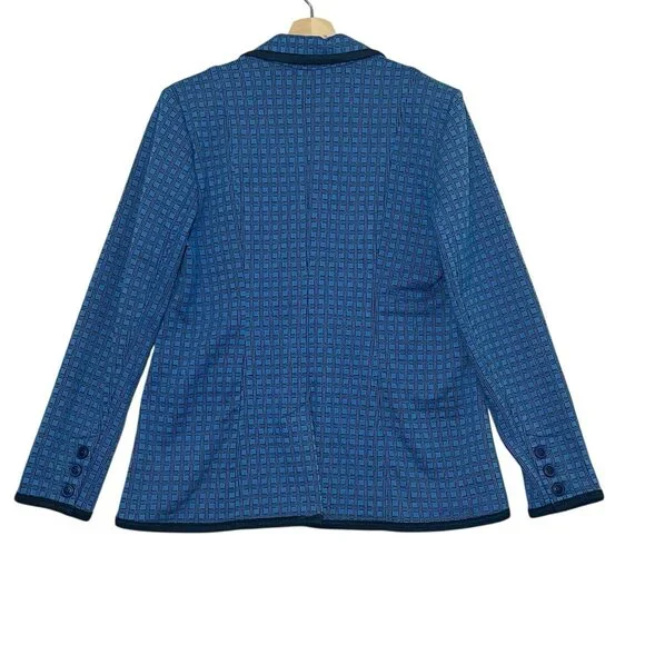 CAbi Scholarship Knit Blazer Jacket Medium Size Navy Blue Stretch Career Work - Picture 2 of 14